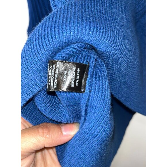 Betabrand  Womens Blue Ribbed Knit Hoodie Sweater L Large - Picture 8 of 11